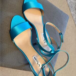 Nina Women's Teal Open-Toe Heels